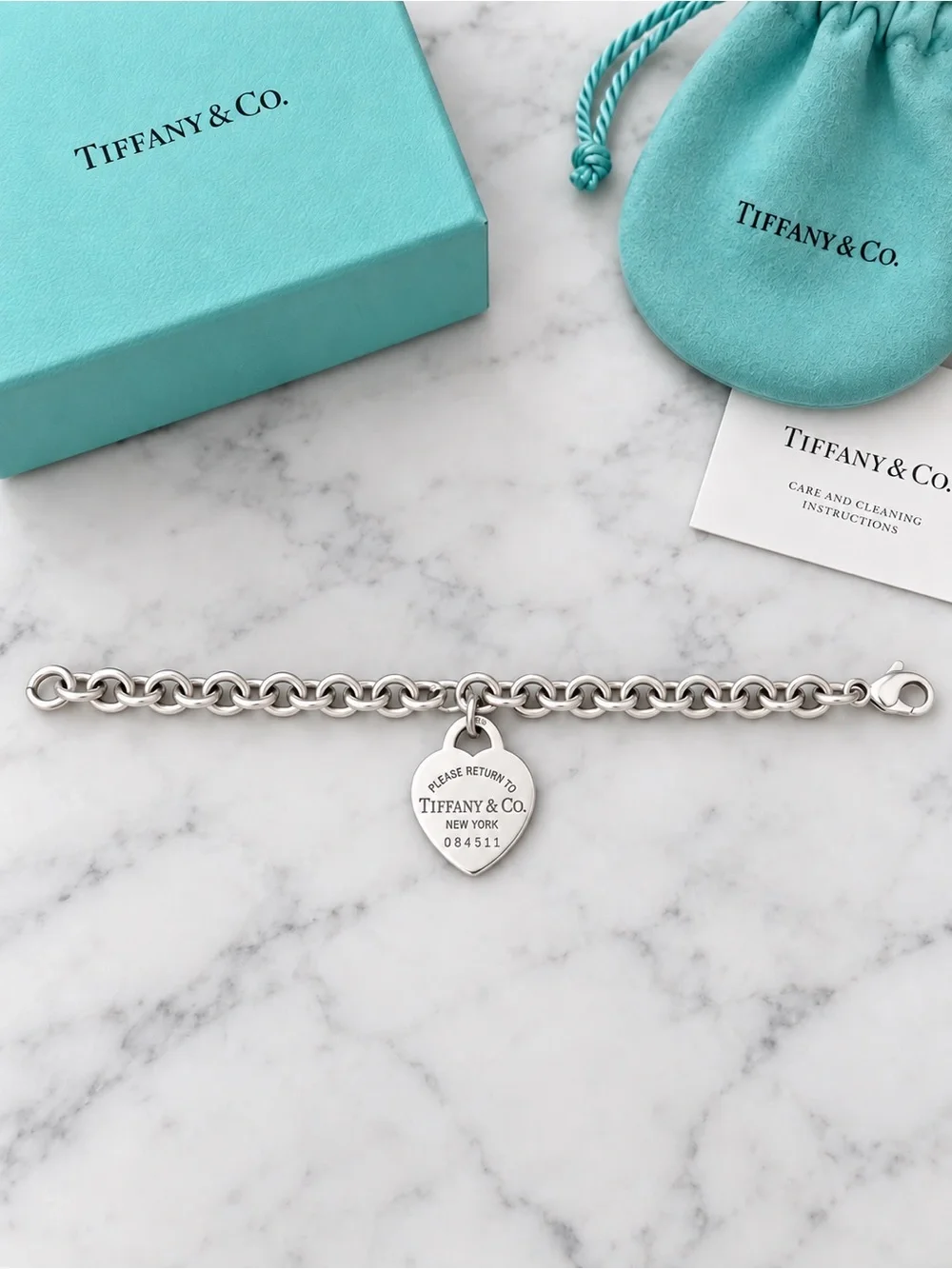 Rare Tiffany & Co Return to Tiffany Large Heart Tag Motif Bracelet Silver 7.5”